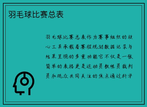 羽毛球比赛总表